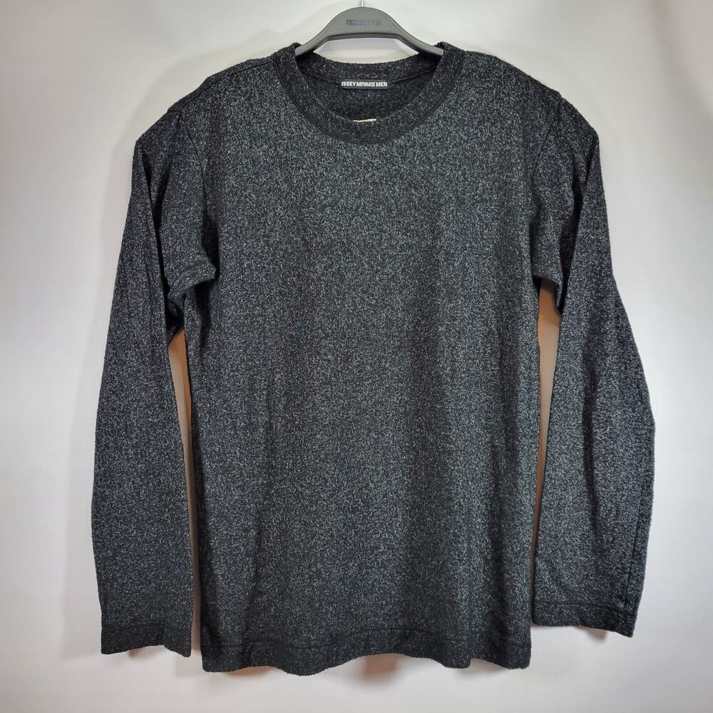 ISSEY MIYAKE MEN GRAY HEATHER TEXTURED PULLOVER SWEATER SIZE 3 LUXURY FASHION